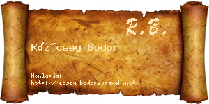 Récsey Bodor névjegykártya